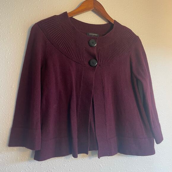Academia Plum Big Button Open Cardigan - Picture 2 of 9